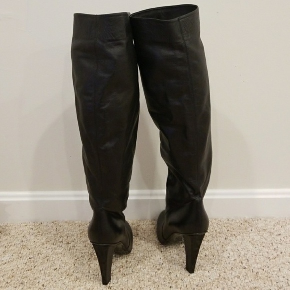 JIMMY CHOO Black Leather Tall Size 39.5 Boots - Picture 2 of 4